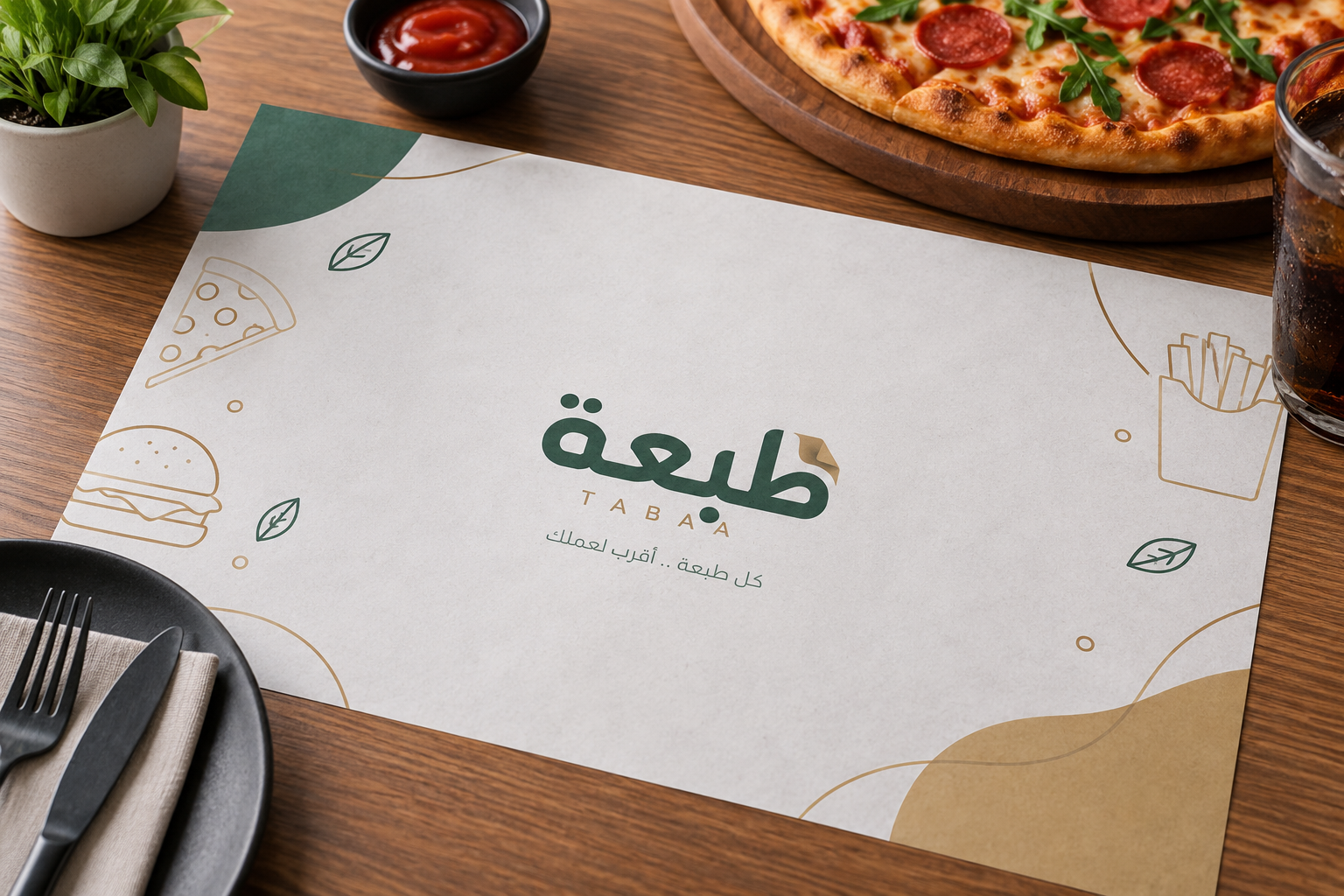 سفرة ورقية للمطاعم مع الطباعة
